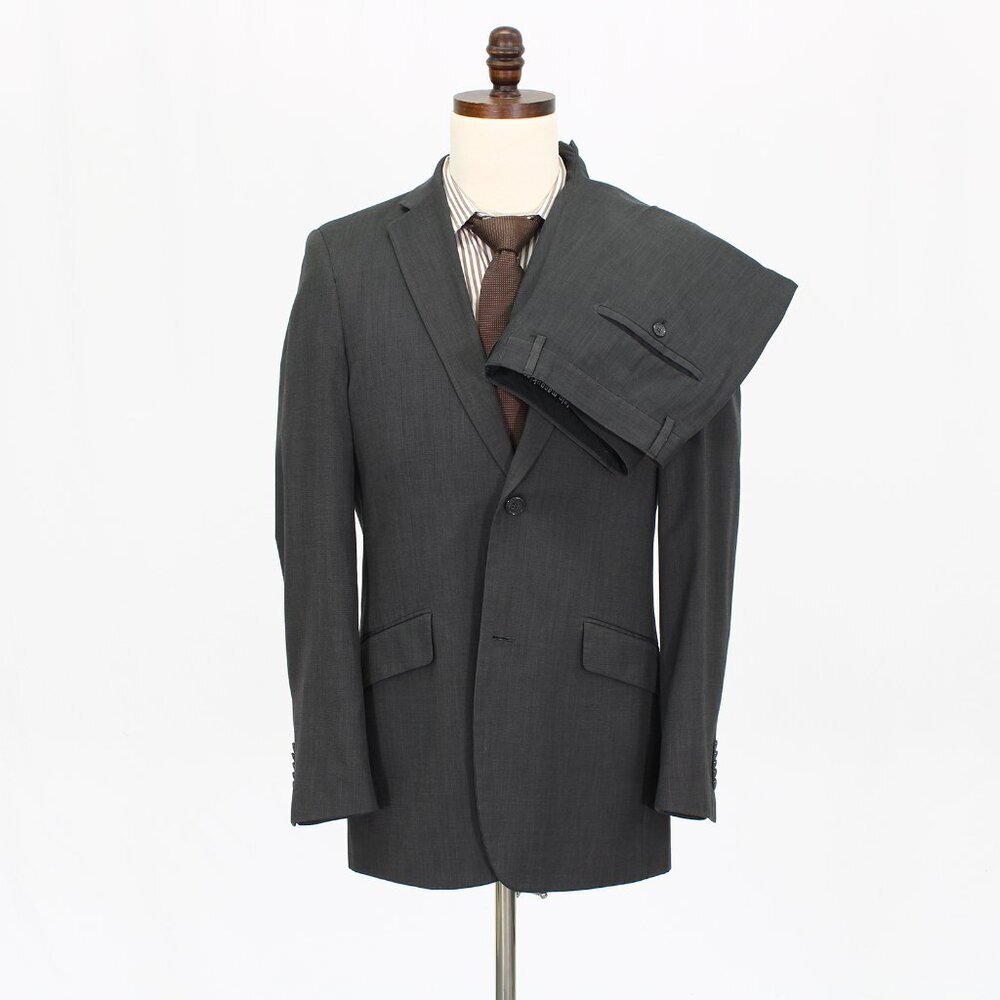 Alain Manoukian 40R 33x31 Gray Solid 2-Button Suit R468
